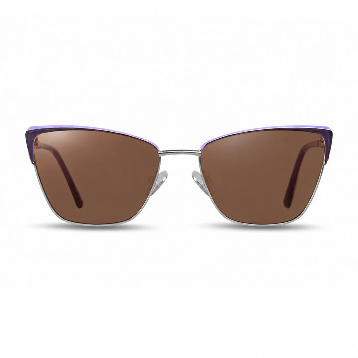 Lentes de sol Fiore 3839 Morado cristal Cafe polarizado vista frontal mujer #color_cafe #foto_frontal