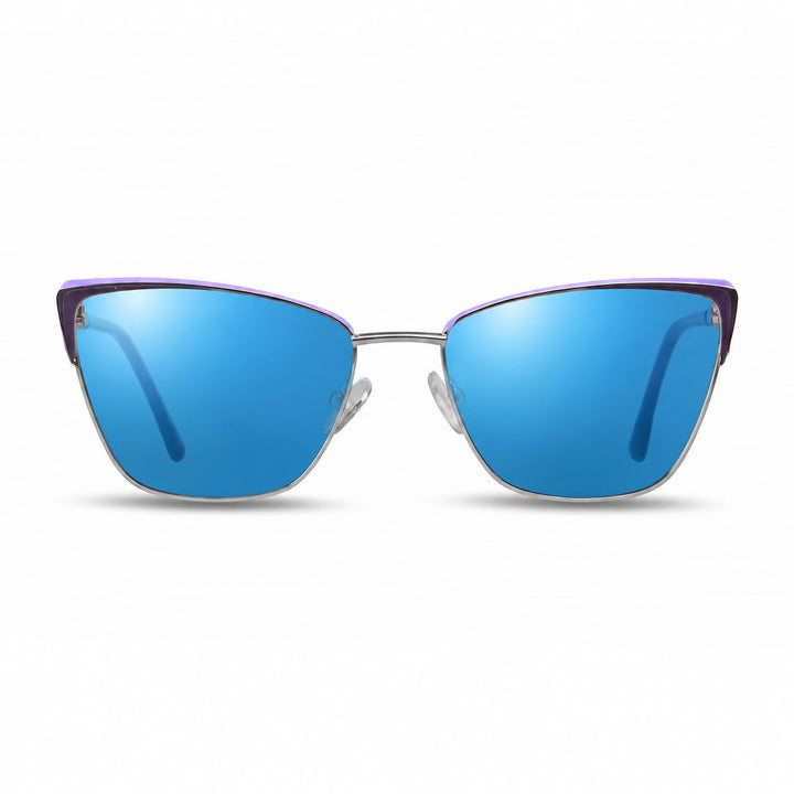Lentes de sol Fiore 3839 Morado cristal Espejado Azul polarizado vista frontal mujer #color_espejado-azul #foto_frontal