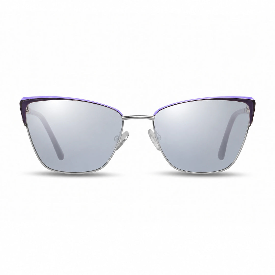 Lentes de sol Fiore 3839 Morado cristal Espejado Silver polarizado vista frontal mujer #color_espejado-silver #foto_frontal