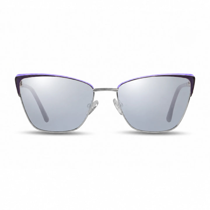 Lentes de sol Fiore 3839 Morado cristal Espejado Silver polarizado vista frontal mujer #color_espejado-silver #foto_frontal