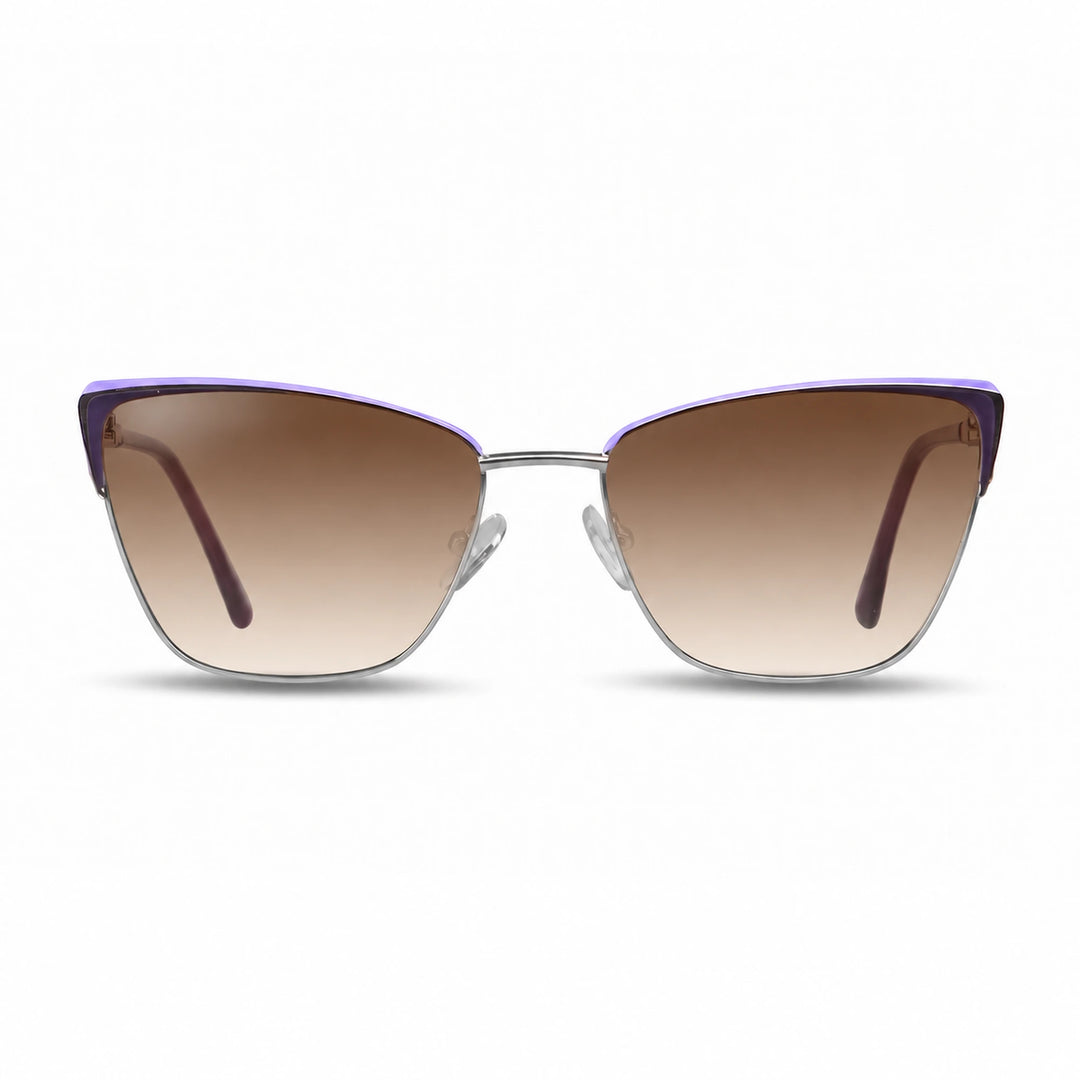 Lentes de sol Fiore 3839 Morado cristal Gradiente Cafe polarizado vista frontal mujer #color_gradiente-cafe #foto_frontal