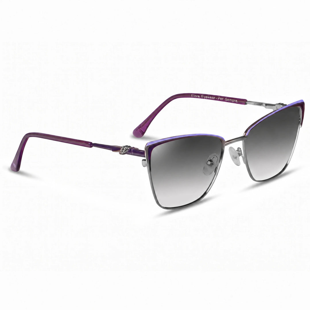 Lentes de sol Fiore 3839 Morado cristal Gradiente Gris polarizado vista tres cuartos mujer #color_gradiente-gris