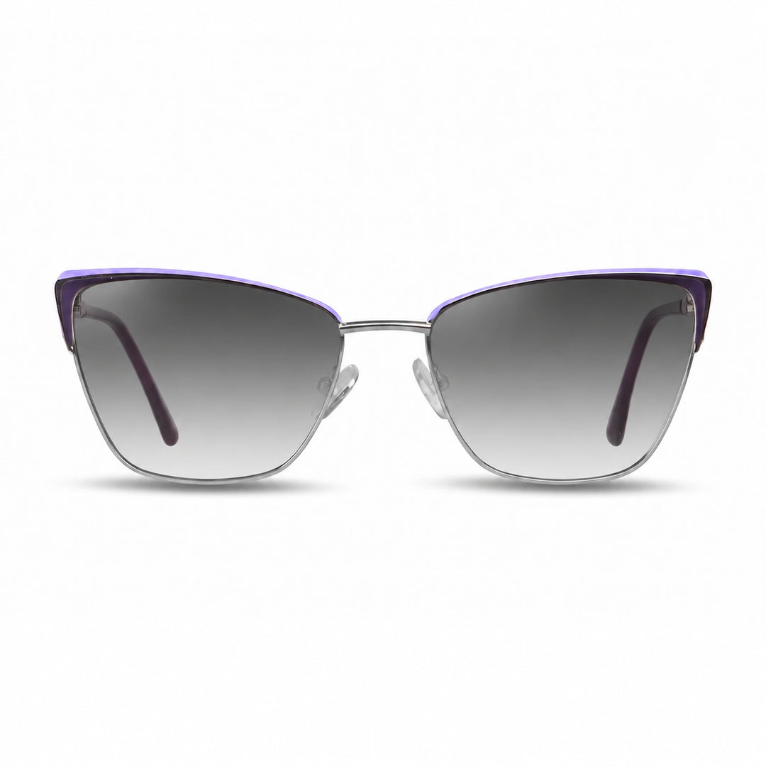 Lentes de sol Fiore 3839 Morado cristal Gradiente Gris polarizado vista frontal mujer #color_gradiente-gris #foto_frontal