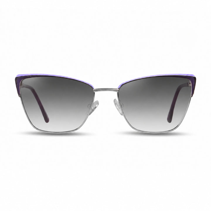 Lentes de sol Fiore 3839 Morado cristal Gradiente Gris polarizado vista frontal mujer #color_gradiente-gris #foto_frontal