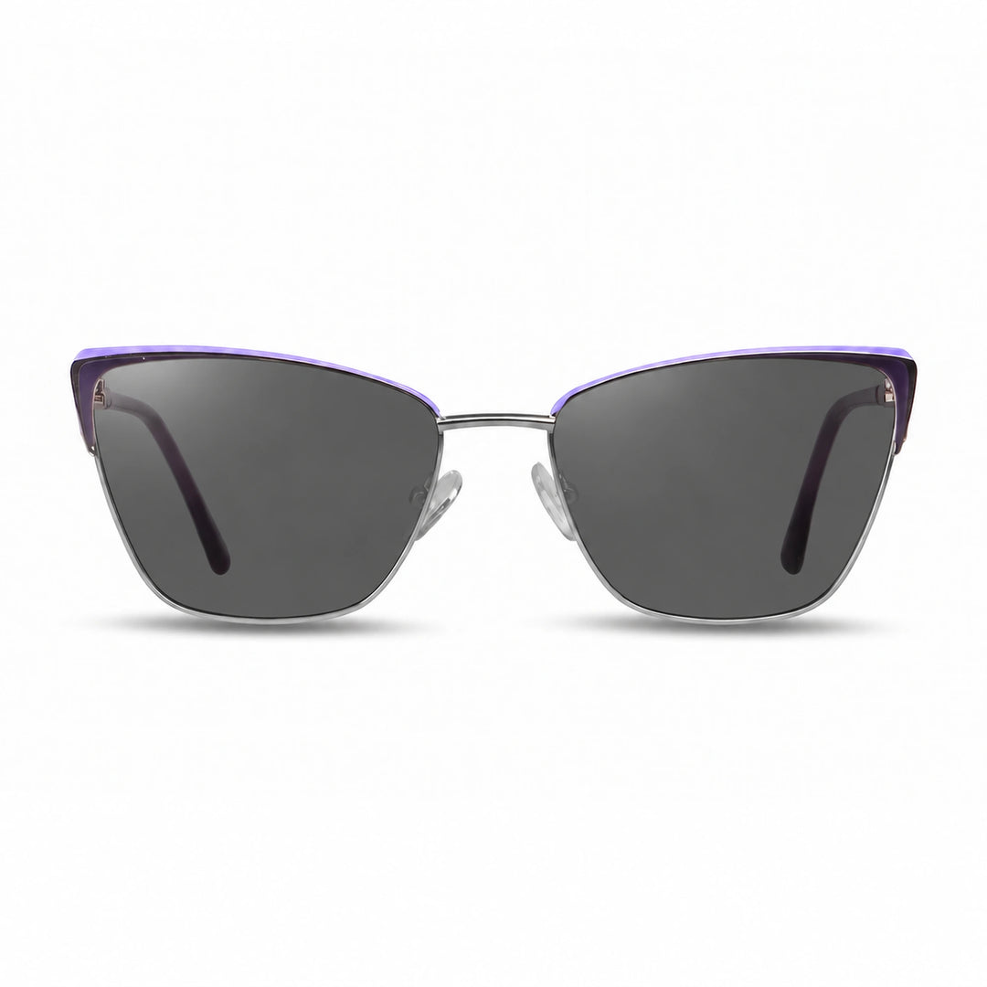 Lentes de sol Fiore 3839 Morado cristal Negro polarizado vista frontal mujer #color_negro #foto_frontal