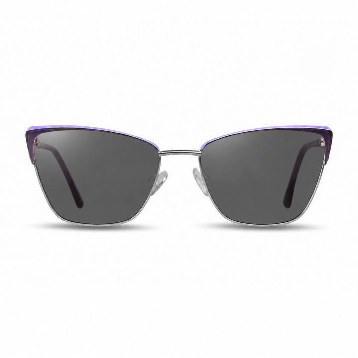 Lentes de sol Fiore 3839 Morado cristal Negro polarizado vista frontal mujer #color_negro #foto_frontal