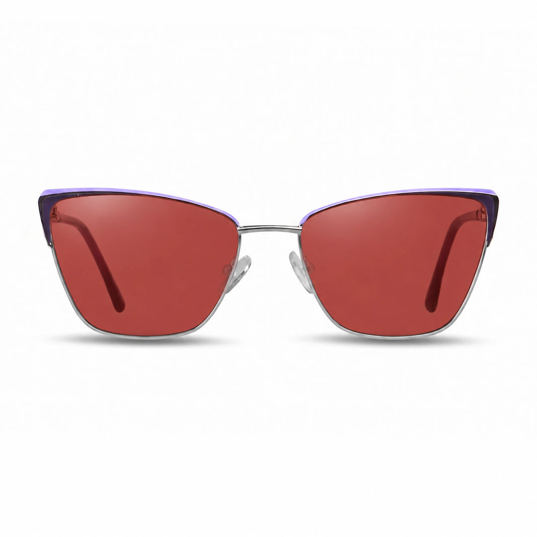 Lentes de sol Fiore 3839 Morado cristal Rojo polarizado vista frontal mujer #color_rojo #foto_frontal