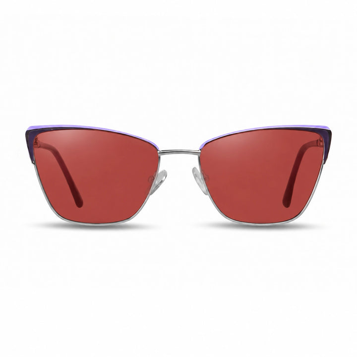 Lentes de sol Fiore 3839 Morado cristal Rojo polarizado vista frontal mujer #color_rojo #foto_frontal