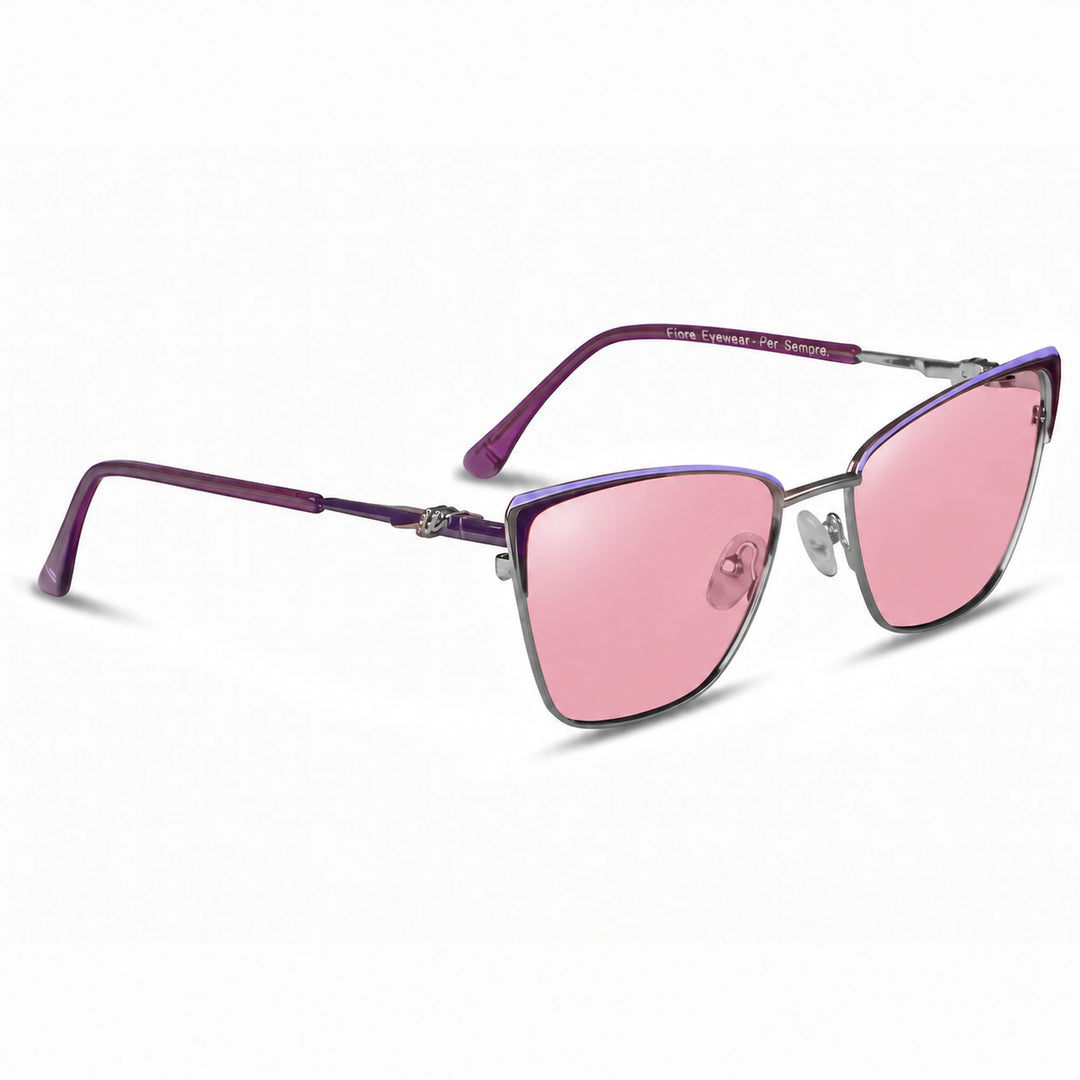Lentes de sol Fiore 3839 Morado cristal Rosado polarizado vista tres cuartos mujer #color_rosado