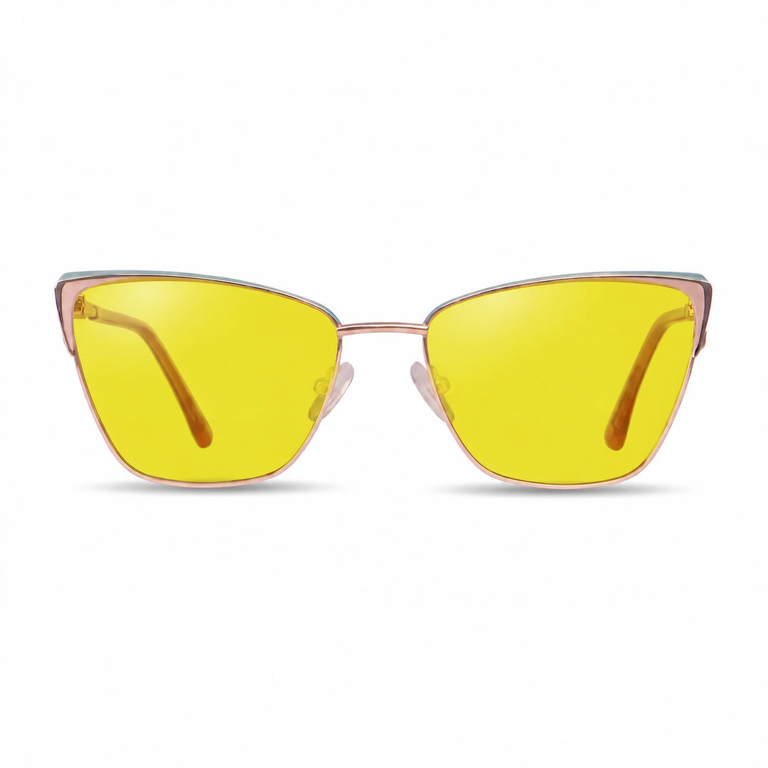 Lentes de sol Fiore 3839 Rosado cristal Amarillo polarizado vista frontal mujer #color_amarillo #foto_frontal