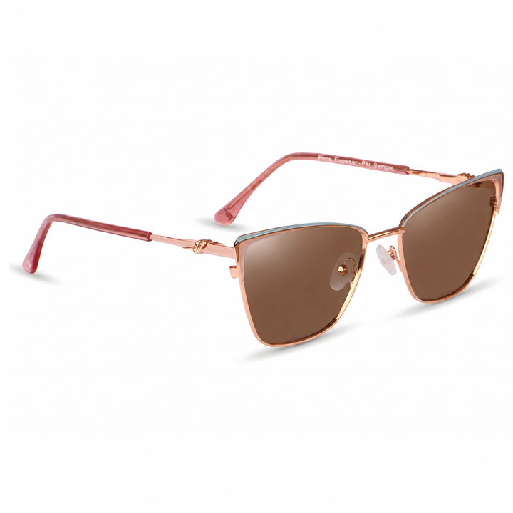 Lentes de sol Fiore 3839 Rosado cristal Cafe polarizado vista tres cuartos mujer #color_cafe