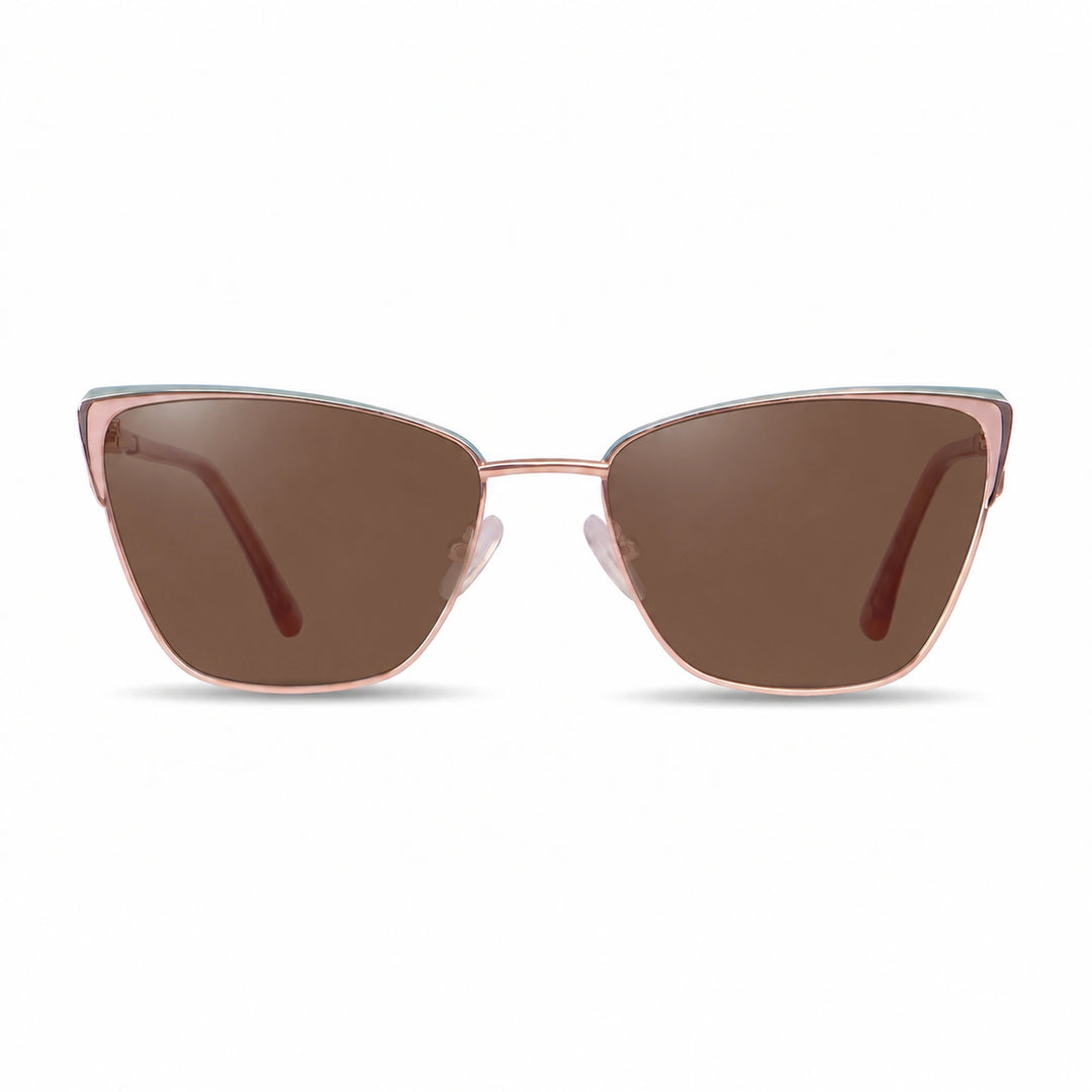Lentes de sol Fiore 3839 Rosado cristal Cafe polarizado vista frontal mujer #color_cafe #foto_frontal