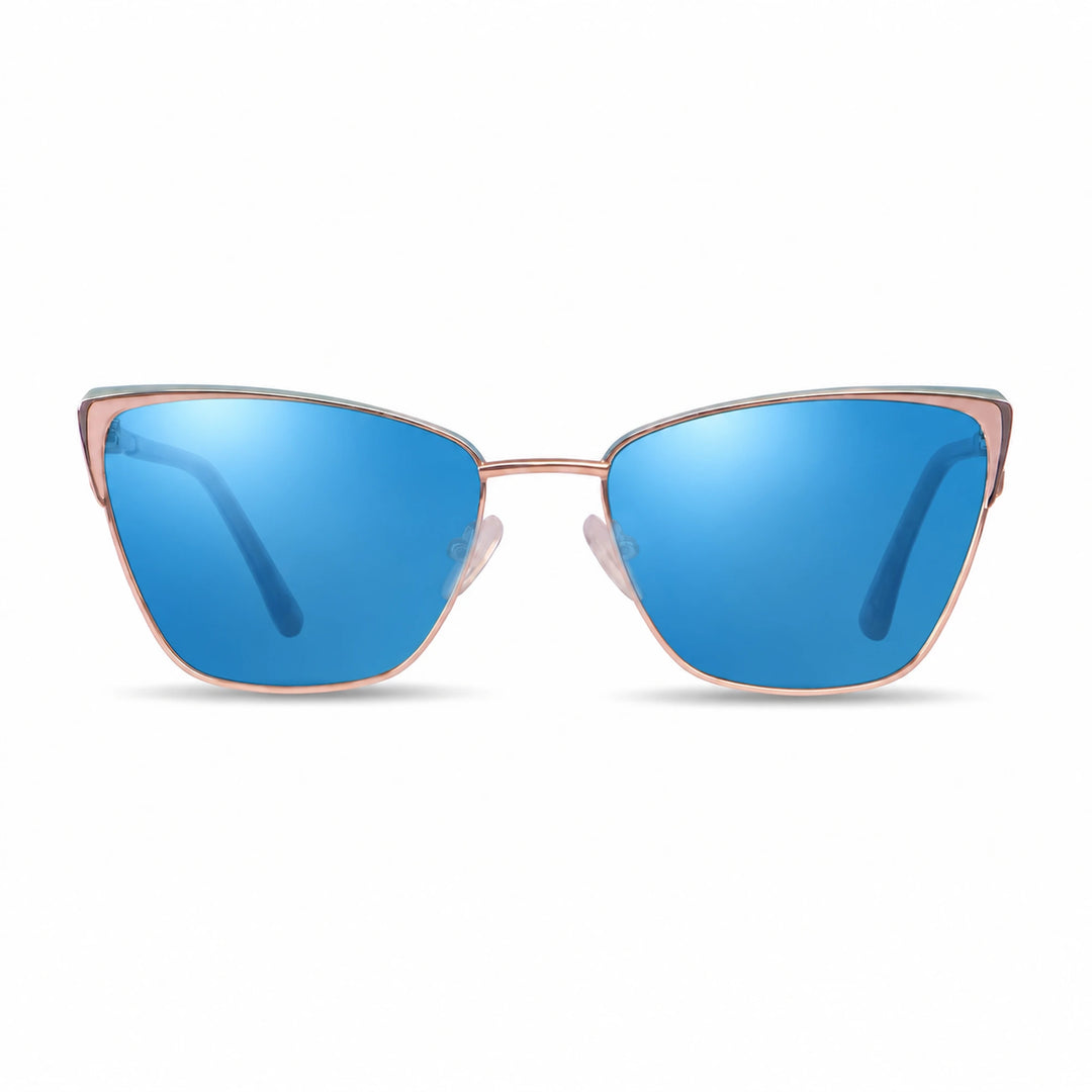 Lentes de sol Fiore 3839 Rosado cristal Espejado Azul polarizado vista frontal mujer #color_espejado-azul #foto_frontal