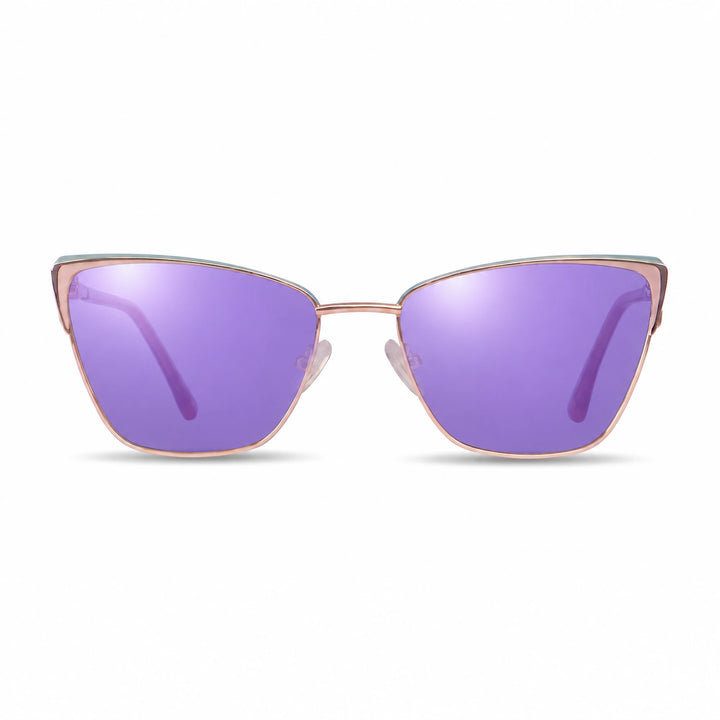 Lentes de sol Fiore 3839 Rosado cristal Espejado Morado polarizado vista frontal mujer #color_espejado-morado #foto_frontal
