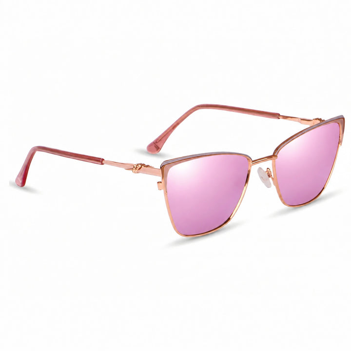 Lentes de sol Fiore 3839 Rosado cristal Espejado Rosado polarizado vista tres cuartos mujer #color_espejado-rosado