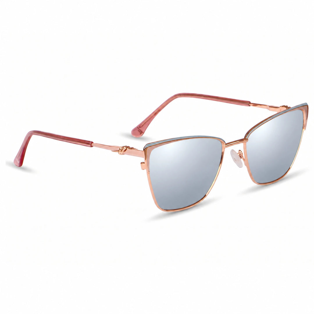 Lentes de sol Fiore 3839 Rosado cristal Espejado Silver polarizado vista tres cuartos mujer #color_espejado-silver