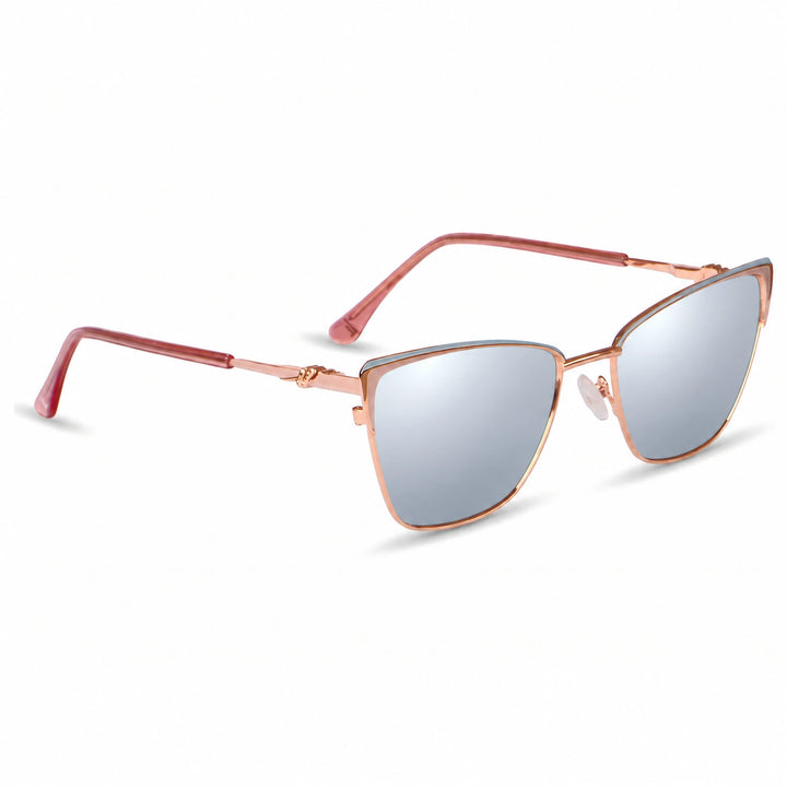 Lentes de sol Fiore 3839 Rosado cristal Espejado Silver polarizado vista tres cuartos mujer #color_espejado-silver