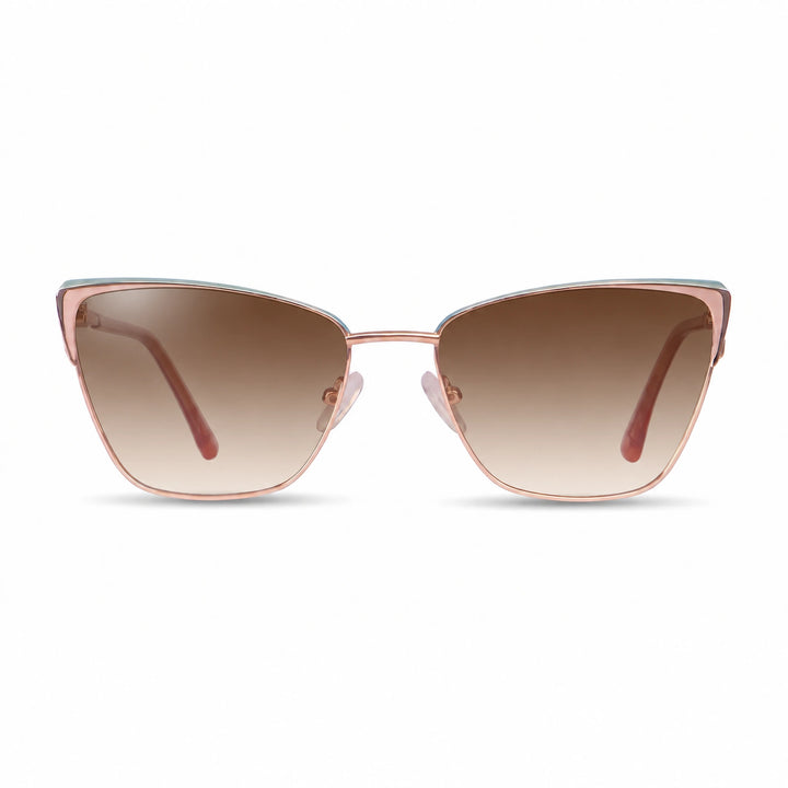 Lentes de sol Fiore 3839 Rosado cristal Gradiente Cafe polarizado vista frontal mujer #color_gradiente-cafe #foto_frontal