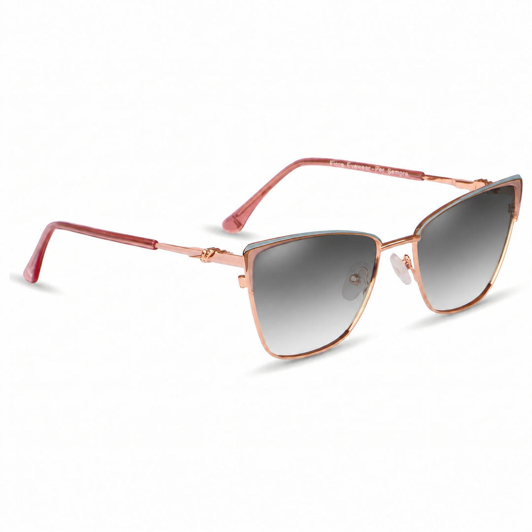 Lentes de sol Fiore 3839 Rosado cristal Gradiente Gris polarizado vista tres cuartos mujer #color_gradiente-gris