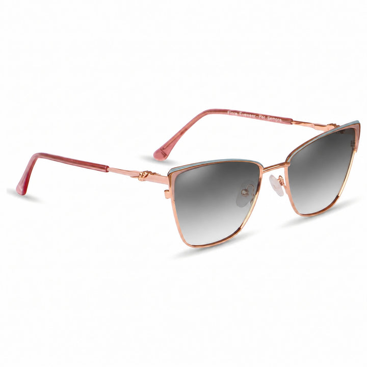 Lentes de sol Fiore 3839 Rosado cristal Gradiente Gris polarizado vista tres cuartos mujer #color_gradiente-gris
