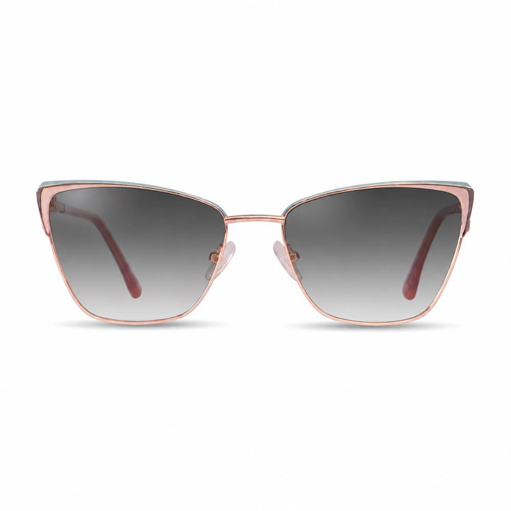 Lentes de sol Fiore 3839 Rosado cristal Gradiente Gris polarizado vista frontal mujer #color_gradiente-gris #foto_frontal