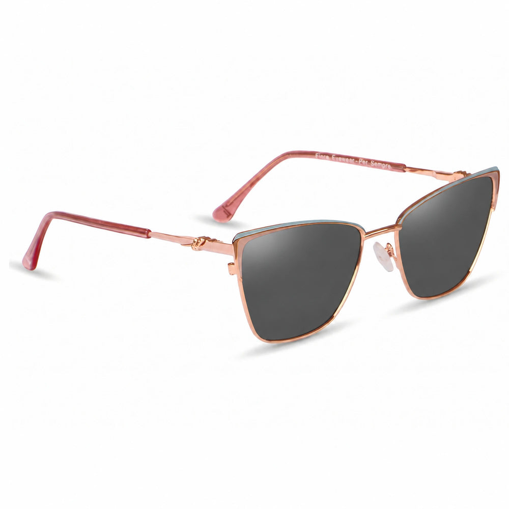 Lentes de sol Fiore 3839 Rosado cristal Negro polarizado vista tres cuartos mujer #color_negro