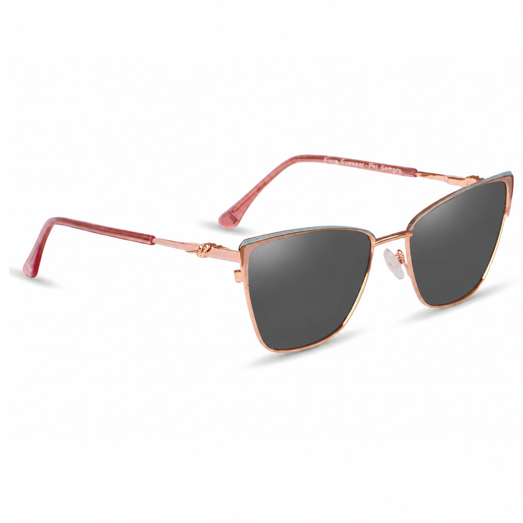 Lentes de sol Fiore 3839 Rosado cristal Negro polarizado vista tres cuartos mujer #color_negro