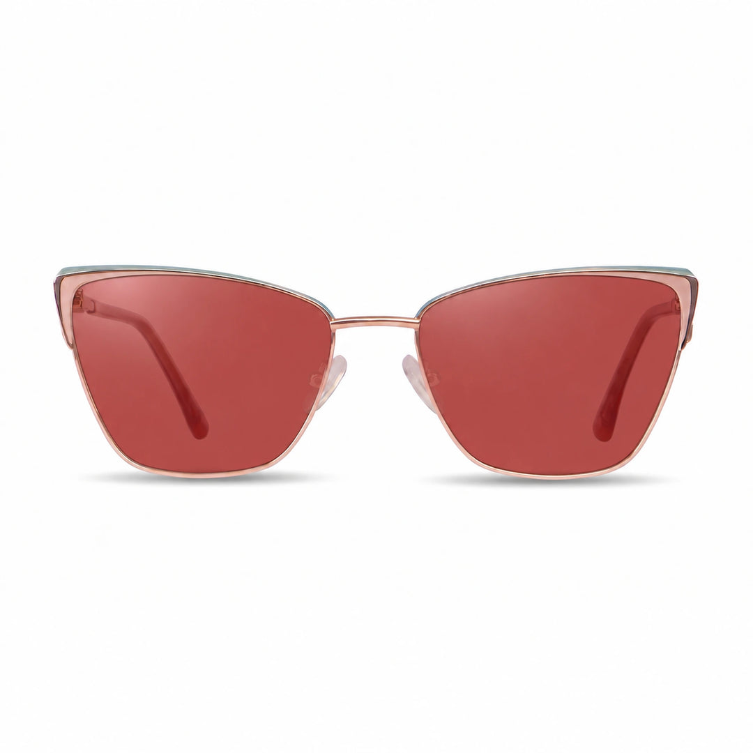 Lentes de sol Fiore 3839 Rosado cristal Rojo polarizado vista frontal mujer #color_rojo #foto_frontal