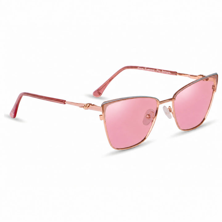 Lentes de sol Fiore 3839 Rosado cristal Rosado polarizado vista tres cuartos mujer #color_rosado