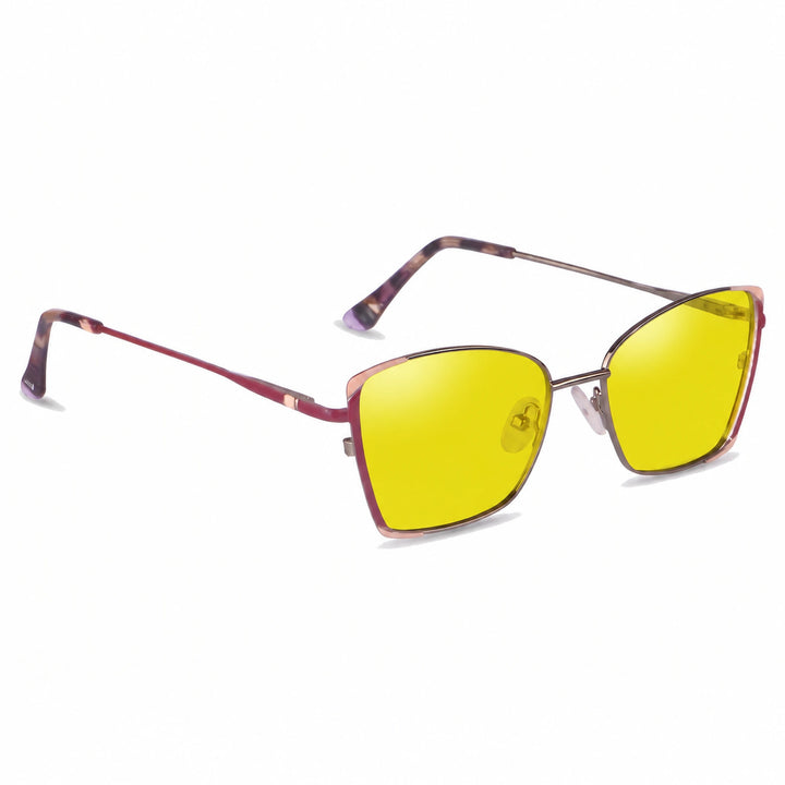Lentes de sol Fiore 3916 Plateado cristal Amarillo polarizado vista tres cuartos mujer #color_amarillo