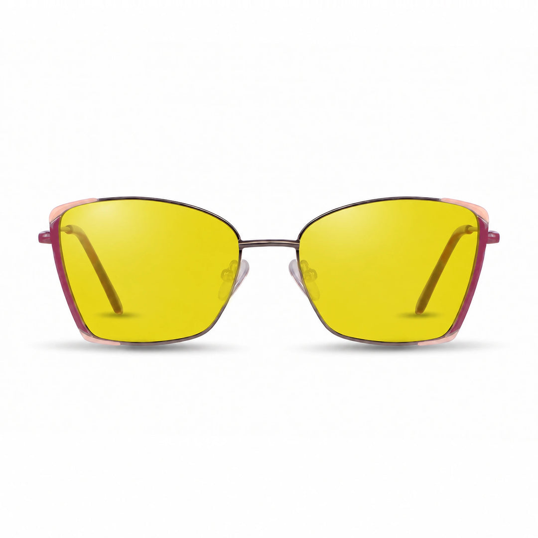 Lentes de sol Fiore 3916 Plateado cristal Amarillo polarizado vista frontal mujer #color_amarillo #foto_frontal