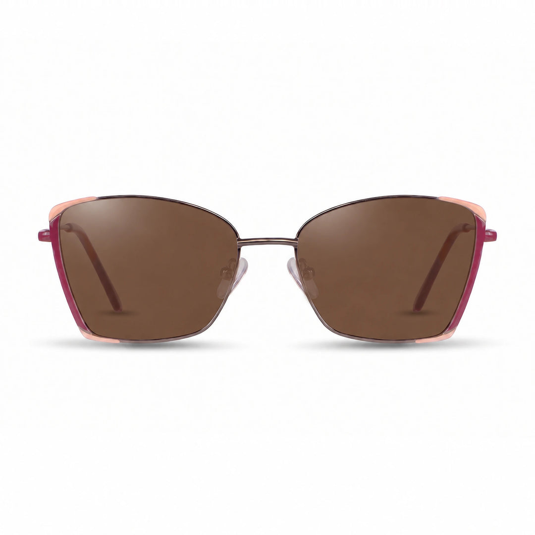 Lentes de sol Fiore 3916 Plateado cristal Cafe polarizado vista frontal mujer #color_cafe #foto_frontal