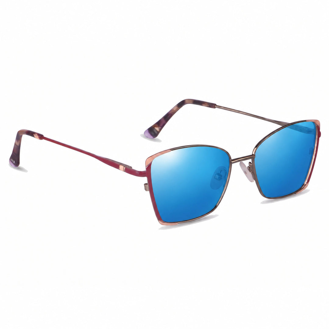 Lentes de sol Fiore 3916 Plateado cristal Espejado Azul polarizado vista tres cuartos mujer #color_espejado-azul