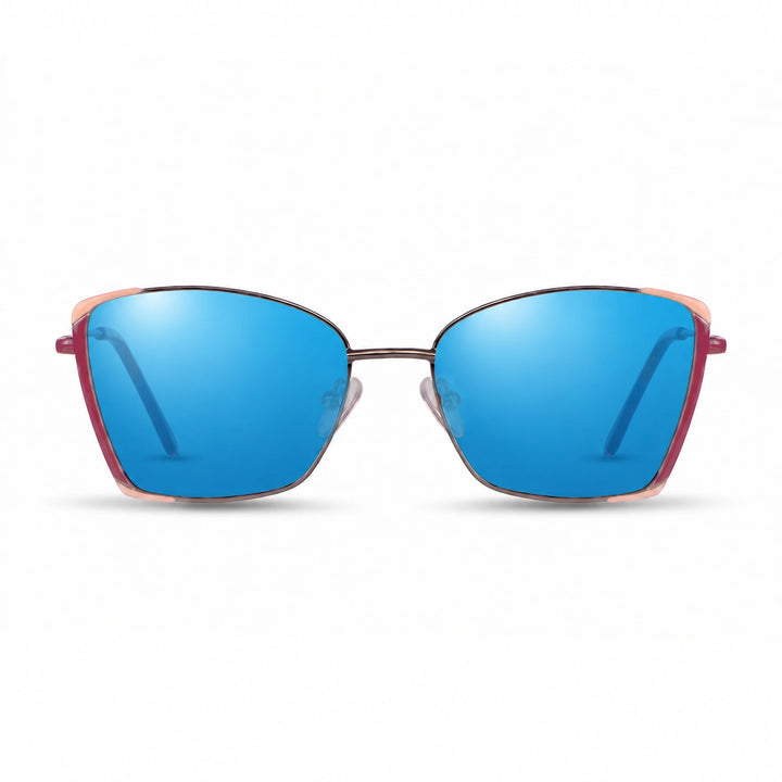 Lentes de sol Fiore 3916 Plateado cristal Espejado Azul polarizado vista frontal mujer #color_espejado-azul #foto_frontal