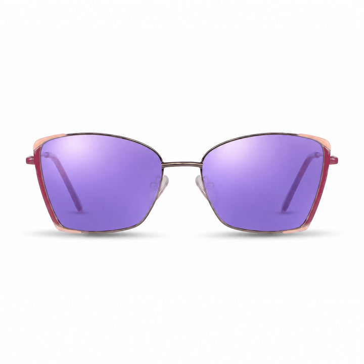 Lentes de sol Fiore 3916 Plateado cristal Espejado Morado polarizado vista frontal mujer #color_espejado-morado #foto_frontal