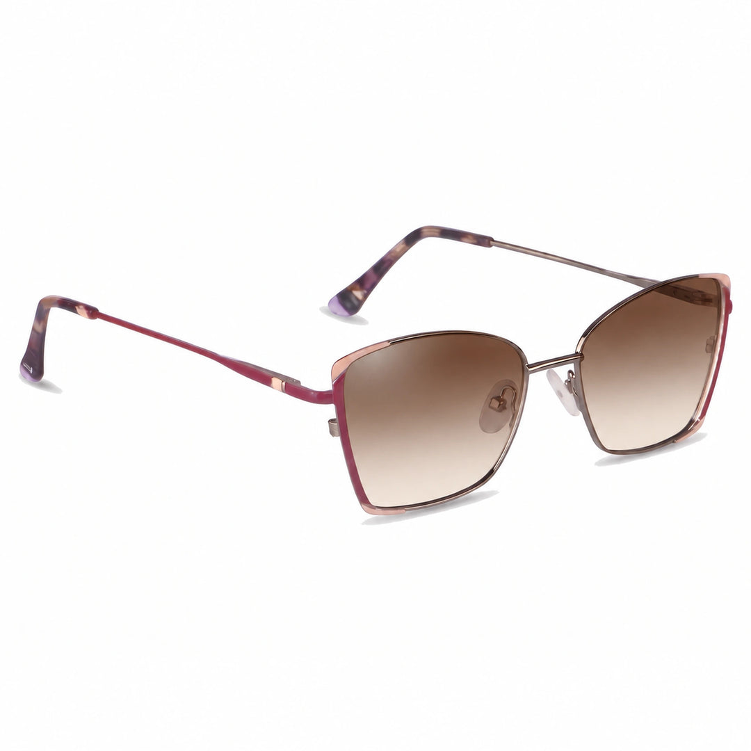 Lentes de sol Fiore 3916 Plateado cristal Gradiente Cafe polarizado vista tres cuartos mujer #color_gradiente-cafe