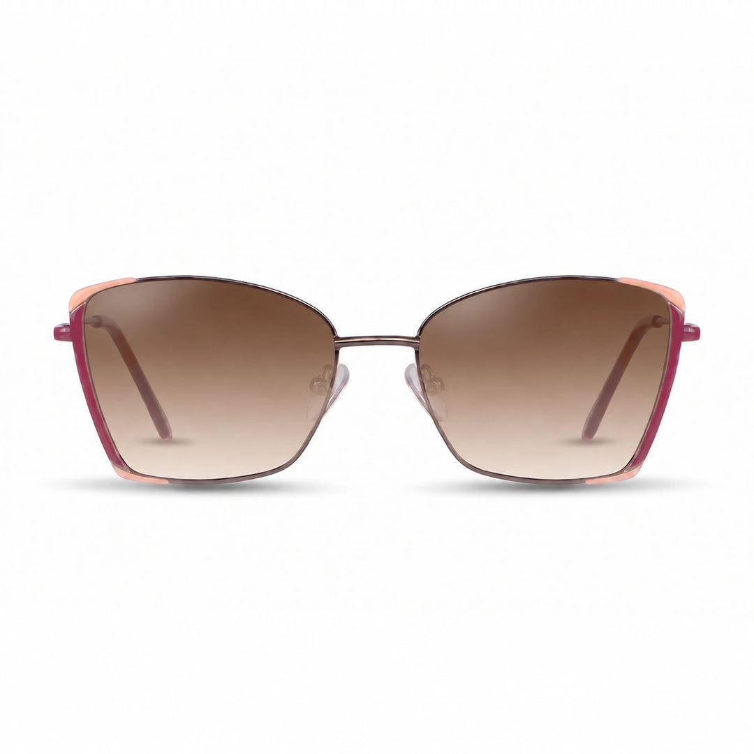 Lentes de sol Fiore 3916 Plateado cristal Gradiente Cafe polarizado vista frontal mujer #color_gradiente-cafe #foto_frontal