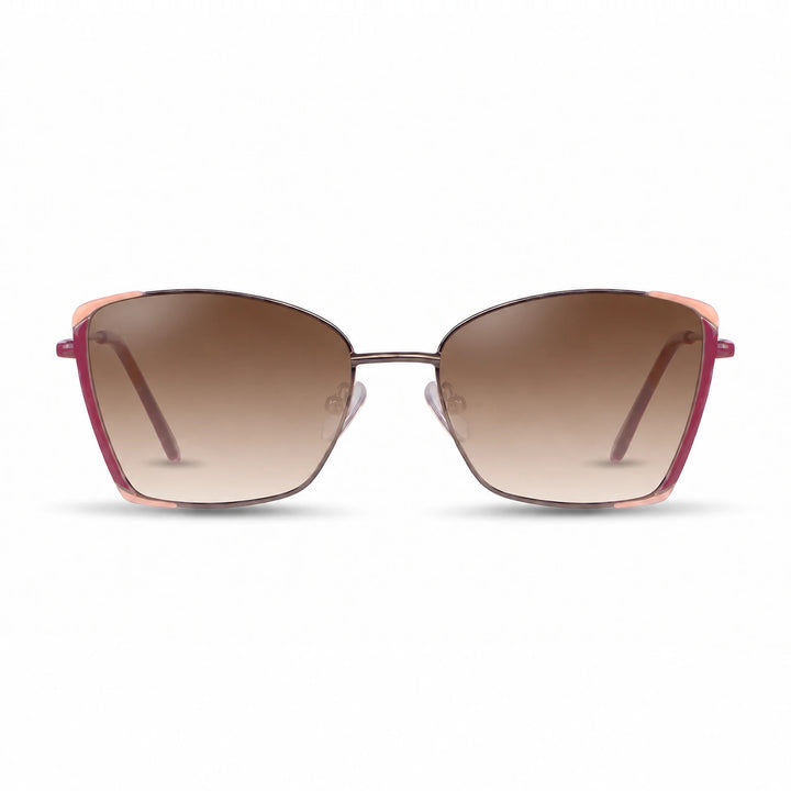Lentes de sol Fiore 3916 Plateado cristal Gradiente Cafe polarizado vista frontal mujer #color_gradiente-cafe #foto_frontal