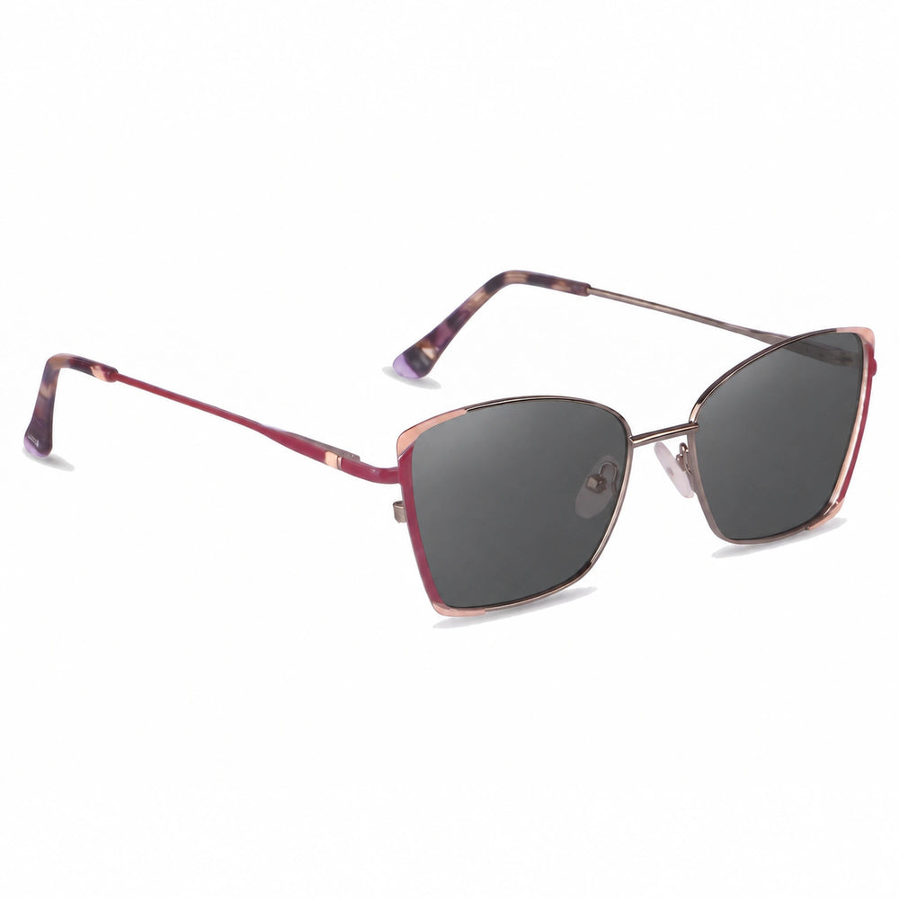 Lentes de sol Fiore 3916 Plateado cristal Negro polarizado vista tres cuartos mujer #color_negro