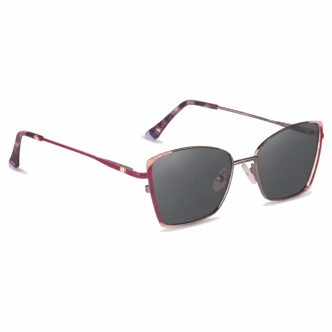 Lentes de sol Fiore 3916 Plateado cristal Negro polarizado vista tres cuartos mujer #color_negro