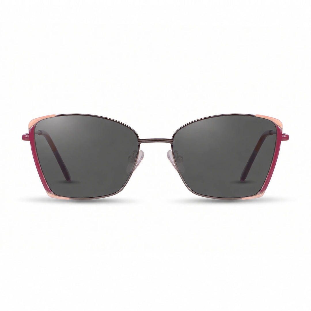 Lentes de sol Fiore 3916 Plateado cristal Negro polarizado vista frontal mujer #color_negro #foto_frontal