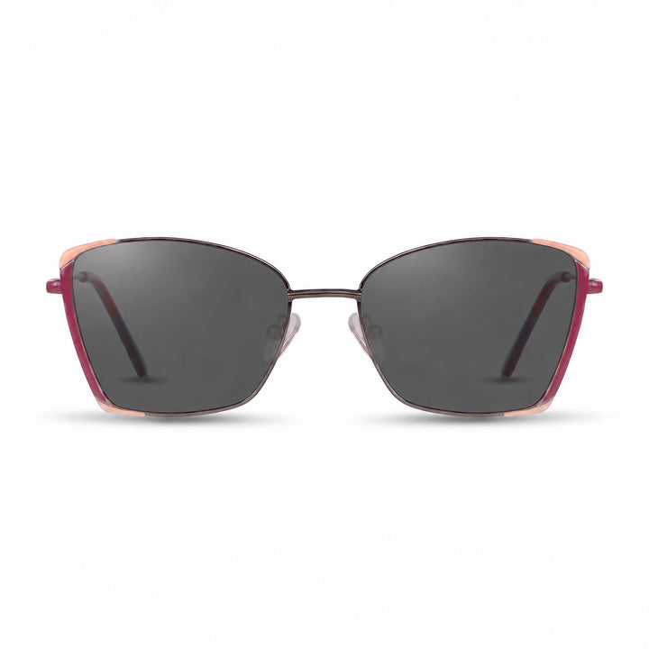 Lentes de sol Fiore 3916 Plateado cristal Negro polarizado vista frontal mujer #color_negro #foto_frontal