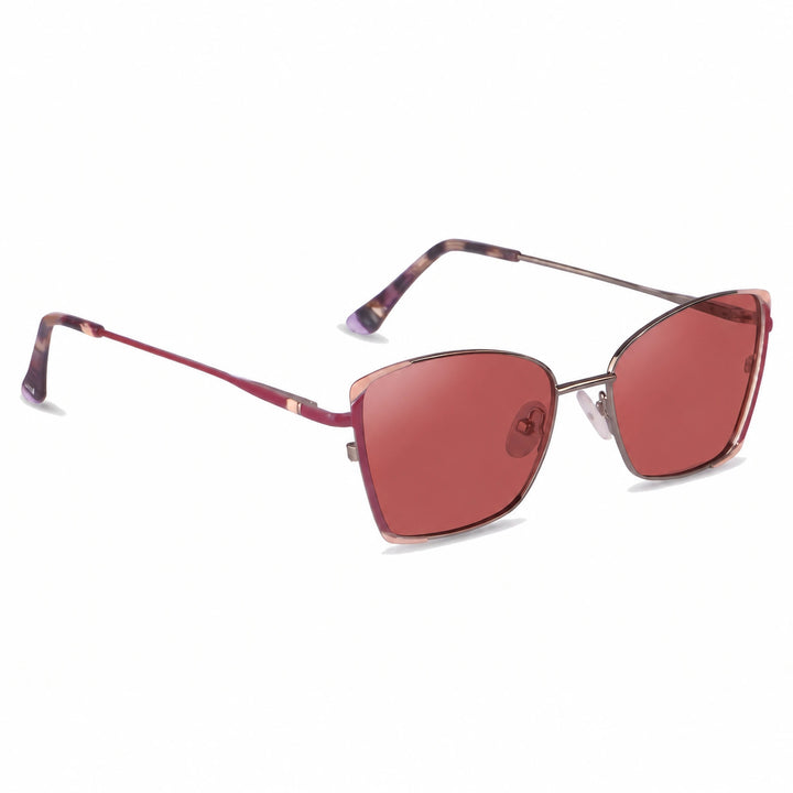 Lentes de sol Fiore 3916 Plateado cristal Rojo polarizado vista tres cuartos mujer #color_rojo
