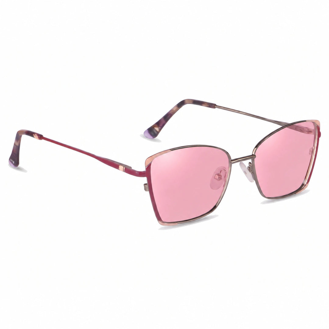 Lentes de sol Fiore 3916 Plateado cristal Rosado polarizado vista tres cuartos mujer #color_rosado