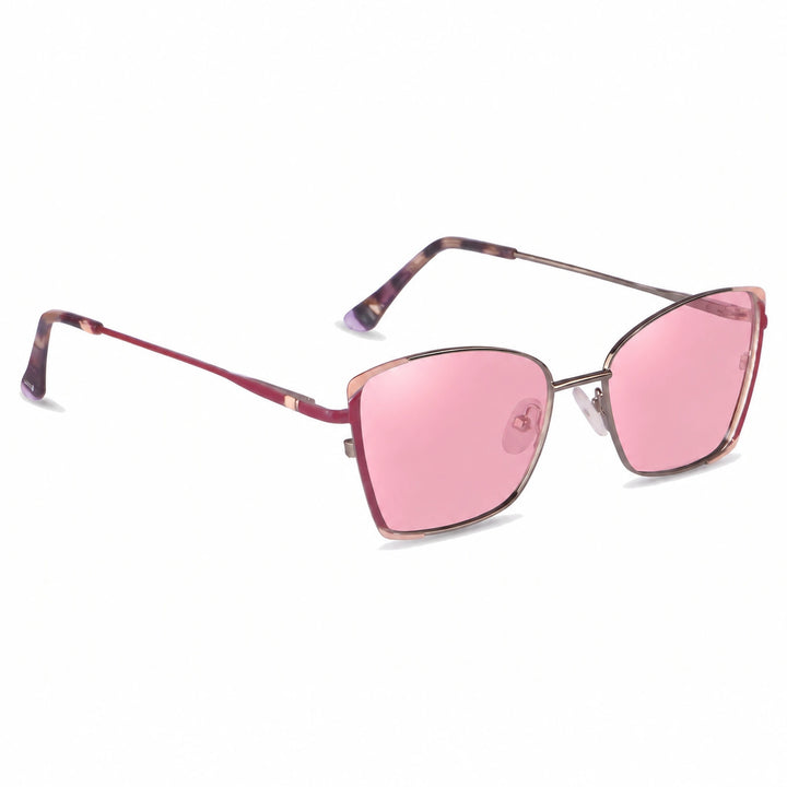 Lentes de sol Fiore 3916 Plateado cristal Rosado polarizado vista tres cuartos mujer #color_rosado
