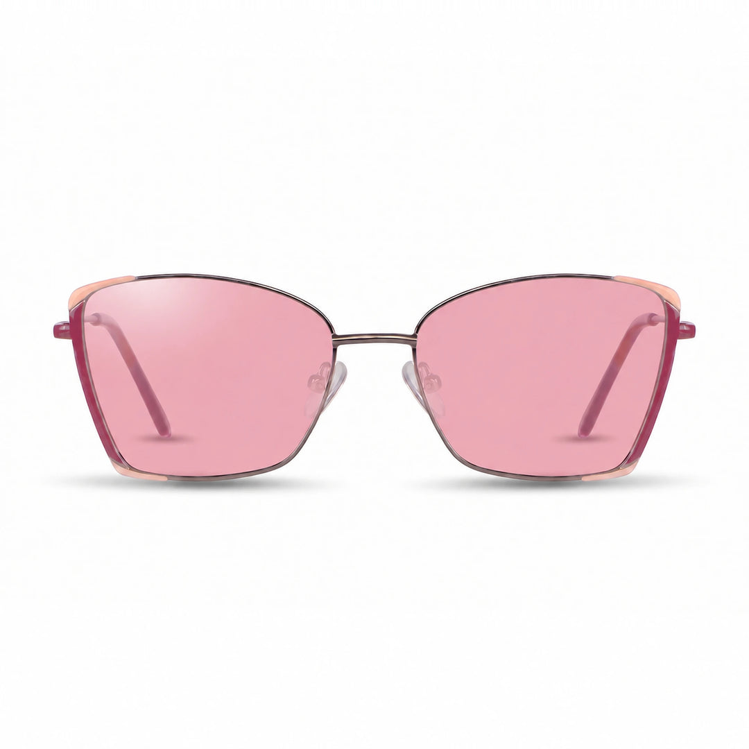 Lentes de sol Fiore 3916 Plateado cristal Rosado polarizado vista frontal mujer #color_rosado #foto_frontal