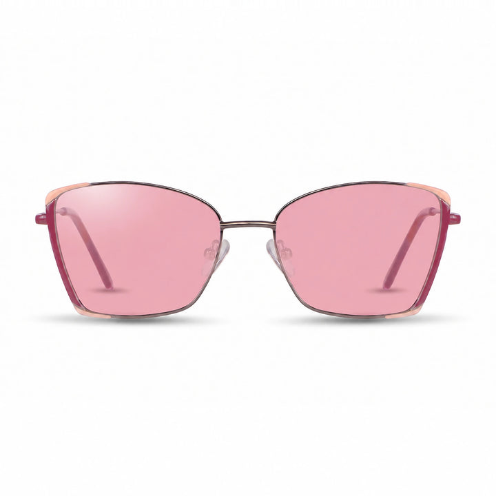 Lentes de sol Fiore 3916 Plateado cristal Rosado polarizado vista frontal mujer #color_rosado #foto_frontal