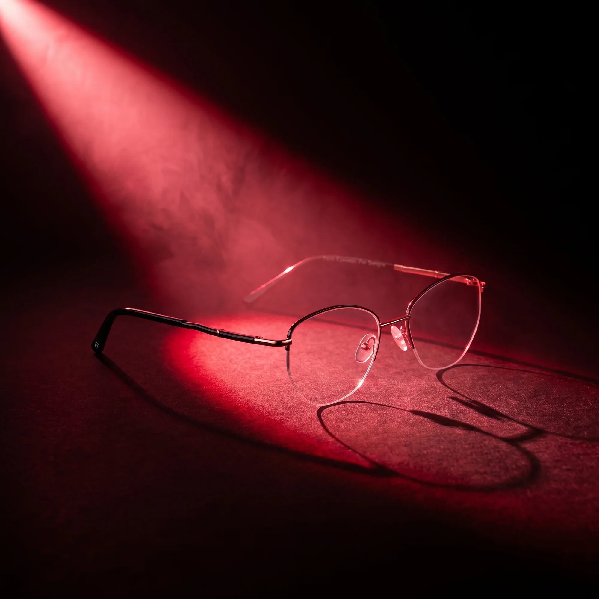 Anteojos Fiore 3921 en black gold – bajo un haz de luz teatral