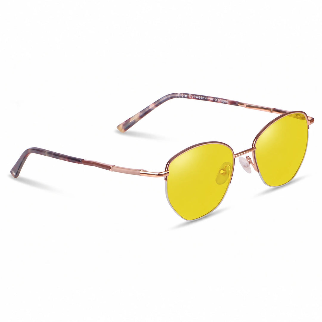 Lentes de sol Fiore 3921 Brown cristal Amarillo polarizado vista tres cuartos mujer #color_amarillo