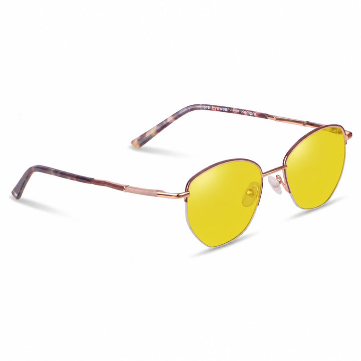 Lentes de sol Fiore 3921 Brown cristal Amarillo polarizado vista tres cuartos mujer #color_amarillo
